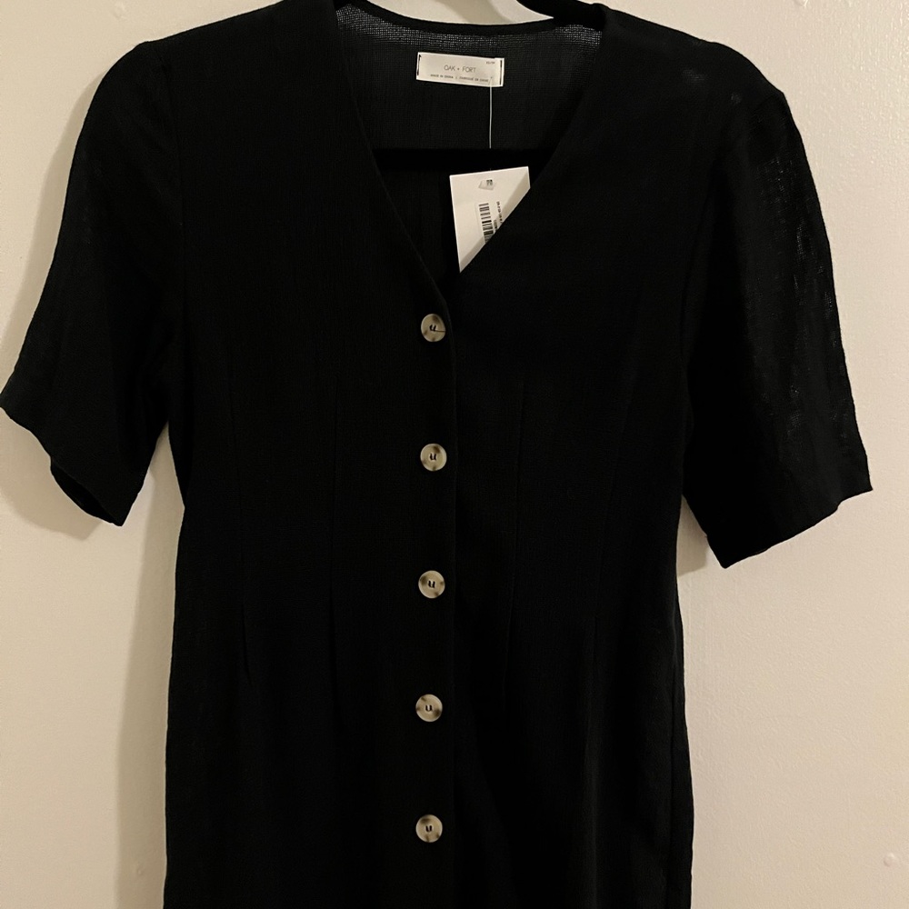 Oak & Fort Black Button Dress